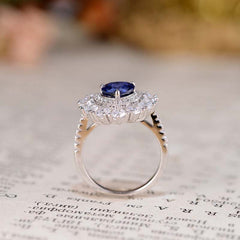 Luxury Halo Heart Shape Lab Created Sapphires Ring