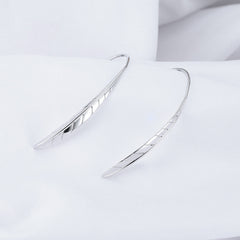 Feather Silver Hook Earrings for Women