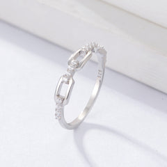 White Zircon Vintage Buckle Design Sterling Silver Ring