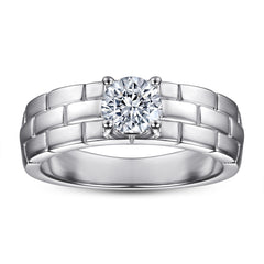 Round Zircon Watch Chain Silver Ring