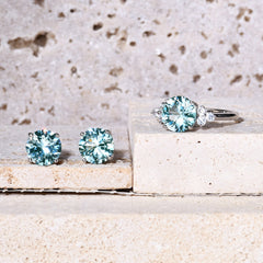 Luxury Round Cut Green Crystal S925 Silver Ring