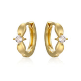 Square Zircon Bow Silver Hoop Earrings for Women