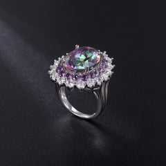 Luxury High-Grade European and American Fashion Personality Inlaid Coated Diamond S925 Sterling Silver Ring for Women