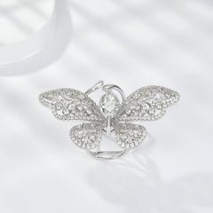 Marquise Shape White Zircon Active Butterfly Luxurious Silver Ring
