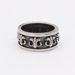 Row of Childern Flower Titanium Steel Ring for Men