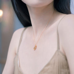 Bee Round Shape Yellow Crystal Sterling Silver Pendant