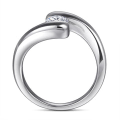 Embrace Round Zircon Solitaire Silver Ring for Women