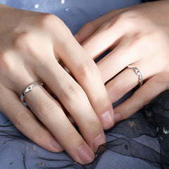 Sun and Moon Mountain Silver Couple Ring