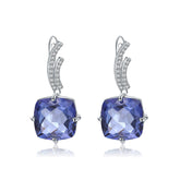 Luxury Fashion Inlaid Crystal Square Silver Drop Earrings for Women