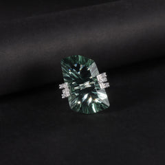 S925 Silver Natural Green Crystal Ring