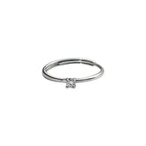 Four Prongs Zircon Solitaire Silver Ring for Women