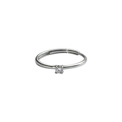 Four Prongs Zircon Solitaire Silver Ring for Women