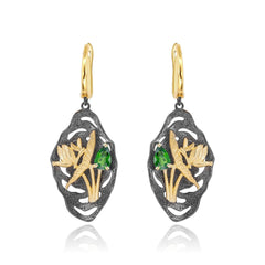 Italian Retro 925 Silver Natural Amethyst Drop Earrings for Women