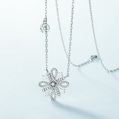 Christmas Zircon Snowflake Pendant Sterling Silver Necklace