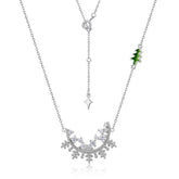 Zircon Snowflake Christmas Tree Sterling Silver Necklace