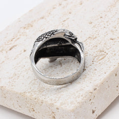 Double Carp Fish Titanium Steel Ring for Men