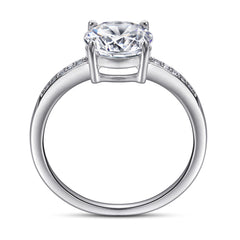 (2.0CT) Round Zircon Four Prongs Solitaire Silver Ring for Women