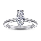 Marquise Zircon Solitaire Silver Ring for Women