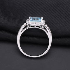 Luxurious and Fashionable Natural BlueTopaz S925 Silver Ring