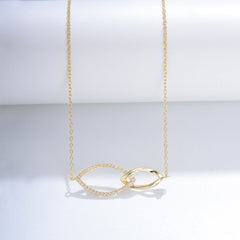 Marquise Double Ring with Zircon Sterling Silver Necklace for Women