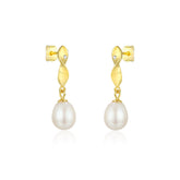 Spiral Shape with Freshwater Pearl Silver Drop Earrings for Women