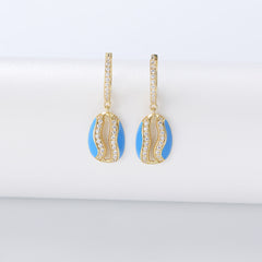 Oval shape with Zircon Silver Drop Earrings for Women
