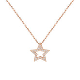 Hollow Zircon Star Pendant Silver Necklace for Women