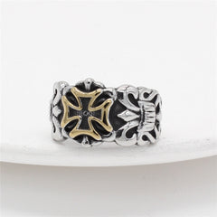 Crusader Cross and Spear Titanium Steel Ring for Men