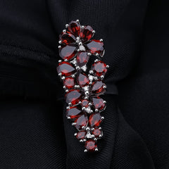 Europe and America Exaggerated Fashion Design Inlaid Natural Garnet Colourful Gemstone Silver Ring for Women