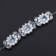 Flower Design Natural Topaz Silver Bracelet