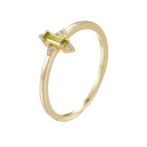 Baguette Cut Olive Green Zircon Silver Ring