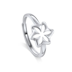 Hollow Flower Silver Couple Ring for Women