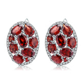 European Natural Gemstones Oval Shape Silver Studs Earrings for Women