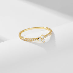 Clover Zircon Thin Silver Ring