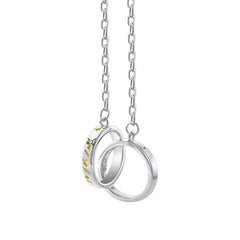 Double Circle Buckle Meteor Stars and Moon Silver Couple Necklace for Women