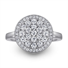 Full Zircon Circle Silver Ring for Women