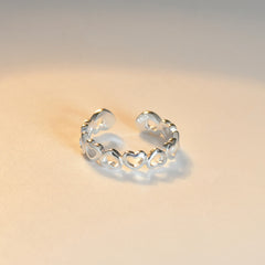 Beading Hollow Heart-shape Silver Ring for Women