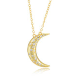 Zircon Moon Pendant Sterling Silver Necklace for Women