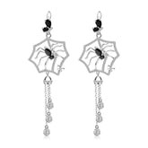 Dark Tassel S925 Silver Set Gemstone Earrings for Women
