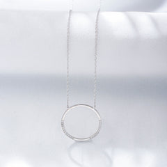 Circle Ring with Zircon Pendant Sterling Silver Necklace for Women
