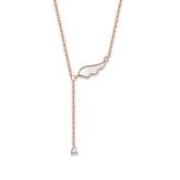 Mother of Pearl Angel Wings Tassel Silver Necklace for Women