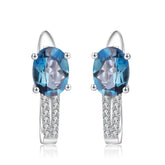 European Natural Topaz Oval Shape Sterling Silver Studs Earrings for Women
