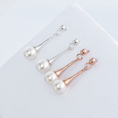 Drop Shape with Pearl Silver Drop Earrings for Women