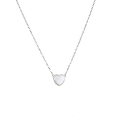 Heart Shape Mother of Pearl Pendant Silver Necklace
