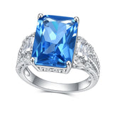 S925 Silver Blue Crystal Style Ring