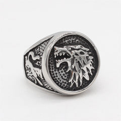Retro Ice Wolf Titanium Steel Ring for Men
