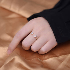 Marquise and Rectangle Zircon Openning Silver Ring
