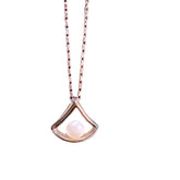 Natural Freshwater Pearl Hollow Fan Pendant Silver Necklace for Women