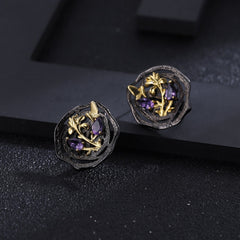 Colourful Gemstone Garden Silver Studs Earrings for Women