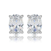 Four Prongs Oval Zircon Silver Studs Earrings for Women